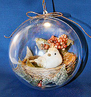 Bird Nest Tree Ornament - Fillable Ornaments - Free Christmas Craft Project Instructions