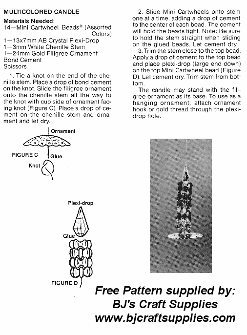 Beaded Mini Candle - Mini Beaded Candle Pattern - Free Christmas Craft Instructions