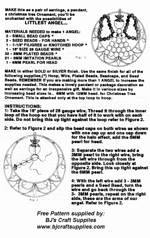 Tiny Beaded Angels - Christmas Angel Jewelry - Free Christmas Craft Instructions