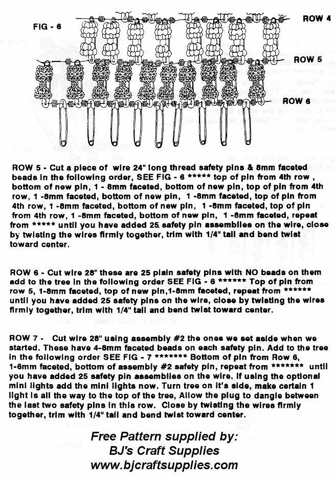 Beaded Christmas Tree Pattern - Beaded Safety Pin Christmas Tree Instructions - Free Christmas Craft Instructions