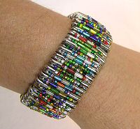 Bracelet Pattern using safety pins, beads, and stretch cord