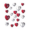 Stick on Faceted Rhinestone Hearts - RED & CRYSTAL - Rhinestones - Sticky Back Rhinestones - Adhesive Gems - 