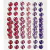 Stick on Round Faceted Rhinestone - Reds / Pinks / Purples - Rhinestones - Sticky Back Rhinestones - Adhesive Gems