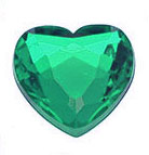 Flatback Rhinestone Hearts - EMERALD - Rhinestone Hearts - Faceted Rhinestone Hearts - Acrylic Heart Rhinestones