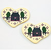 Heart Cutout with House - Ivory - Small Wooden Heart Cutouts - 