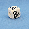 Alphabet Beads - & - Ceramic - Cube - White / Black Lettering - Ceramic Alpha Beads - &