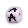 Alphabet Beads - A- Ceramic - Cube - White / Black Lettering - Ceramic Alpha Beads - A - Ceramic Alpabet Beads - Ceramic Letter Beads - Ceramic Alphabet Letter Beads