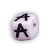 Alphabet Beads - A - Ceramic - Cube - White / Black Lettering - Ceramic Alpha Beads - A - Ceramic Alpabet Beads - Ceramic Letter Beads - Ceramic Alphabet Letter Beads