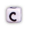 Alphabet Beads - C - Ceramic - Cube - White / Black Lettering - Ceramic Alpha Beads - C - Ceramic Alpabet Beads - Ceramic Letter Beads - Ceramic Alphabet Letter Beads