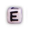 Alphabet Beads - E - Ceramic - Cube - White / Black Lettering - Ceramic Alpha Beads - E - Ceramic Alpabet Beads - Ceramic Letter Beads - Ceramic Alphabet Letter Beads