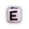 Alphabet Beads - E - Ceramic - Cube - White - Ceramic Alpha Beads - E - Ceramic Alpabet Beads - Ceramic Letter Beads - Ceramic Alphabet Letter Beads