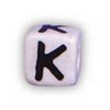 Alphabet Beads - K - Ceramic - Cube - White / Black Lettering - Ceramic Alpha Beads - K - Ceramic Alpabet Beads - Ceramic Letter Beads - Ceramic Alphabet Letter Beads