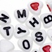 Heart Shaped Letter Beads - White W/black Letters - Letter Beads - Alphabet Beads