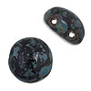 Two Hole Beads - 2 Hole Cabochon Beads - Glass Candy Beads - Black Travertine - 2 Hole Beads - Czech Candy Beads - Candy Beads