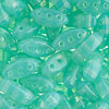 Three Hole Beads - Czech Cali Beads - 3 Hole Beads - Aqua Opal - Marquise Beads - Oblong Beads