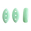 Three Hole Beads - Czech Cali Beads - 3 Hole Beads - Chalk White/dark Blue Luster - Marquise Beads - Oblong Beads