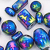 Glass Beads Metallic Mix - Navy Blue With Assorted Colored Stars - Glass Beads