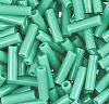 Glass Bugle Beads - Green Op - Tube Beads - Cylinder Beads