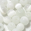 Glass Cat Eye Beads - Round Fiber Optic Beads - White - Glass Beads - Cats Eye Glass Beads