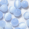 Glass Cat Eye Beads - Round Fiber Optic Beads - Sky Blue - Glass Beads - Cats Eye Glass Beads