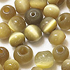 Glass Cat Eye Beads - Round Fiber Optic Beads - Sungold - Glass Beads - Cats Eye Glass Beads