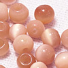 Glass Cat Eye Beads - Round Fiber Optic Beads - Salmon - Glass Beads - Cats Eye Glass Beads