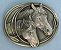 Pewter Colored Oval Western Belt Buckle with Horses - 