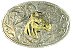 Lt Silver Ornate Oval Belt Buckle with Horse - 