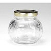Jar with Metal Lid - Clear - Clear Glass - Melon Shape -