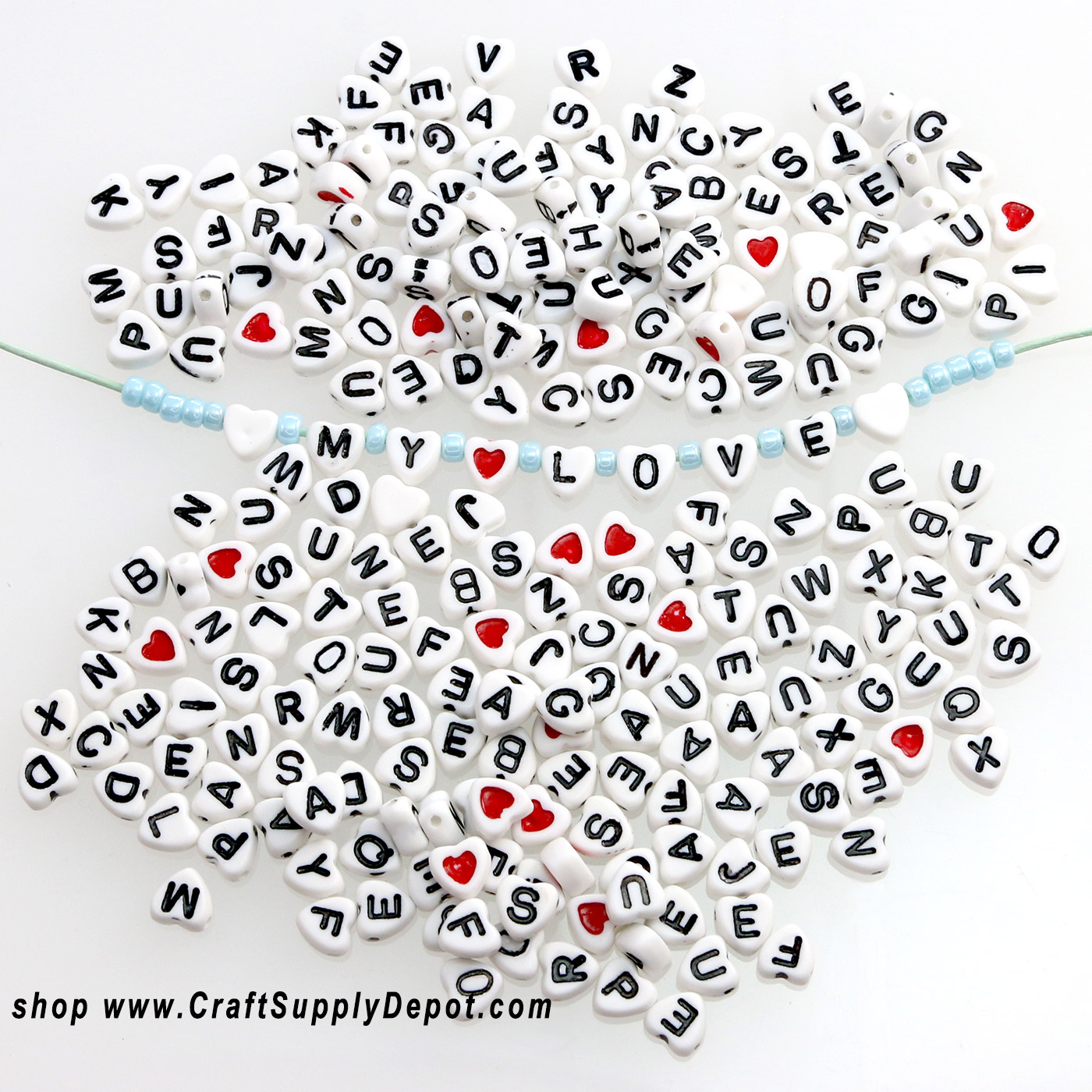 Heart Alphabet Beads - Heart Shaped Alphabet Beads