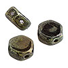 Two Hole Beads - 2 Hole Beads - Honeycomb Beads - Metallic Green - 2 Hole Slider Beads - Double Hole Beads - 2 Hole Honeycomb Beads -