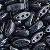 Three Hole Beads - Czech Cali Beads - 3 Hole Beads - Black/hematite - Marquise Beads - Oblong Beads -