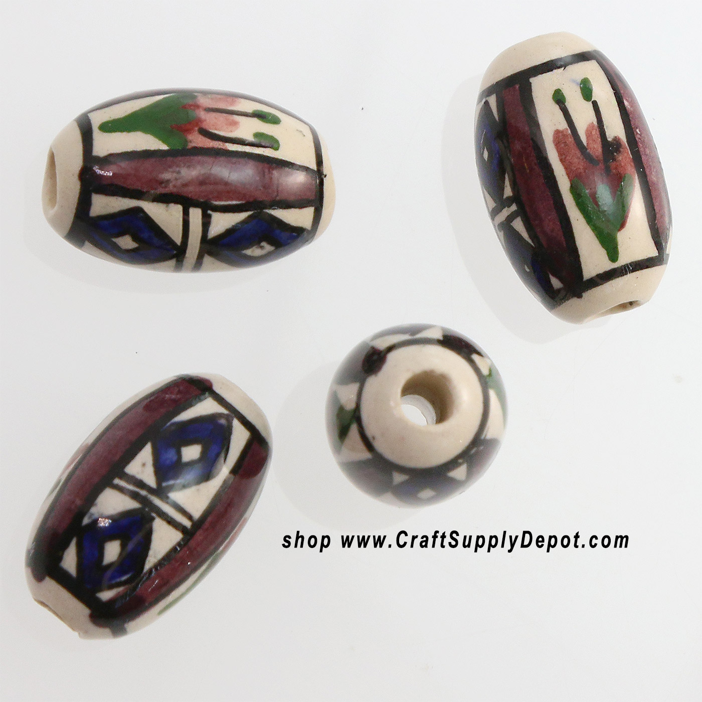 Oval Ceramic Beads - Ceramic Beads for Jewelry Making