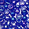 Glass Seed Beads - Transparent Rainbow (iridescent) Dk Blue -  -