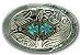 Chrome Colored Oval Belt Buckle with Turquoise Cabochons - Belt Buckles - Western Belt Buckle -