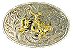 Lt Silver Ornate Oval Belt Buckle with Gold Bull Rider - -
