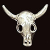Cast Metal Bolo Slide - Cow Skull - Silvertone - 