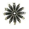 Daisy Clock Face - Blank Clock Face - Black / Gold - Round Clock Face - Unique Wall Clocks -