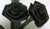 Ribbon Rose Cluster - Black - Floral Accents -