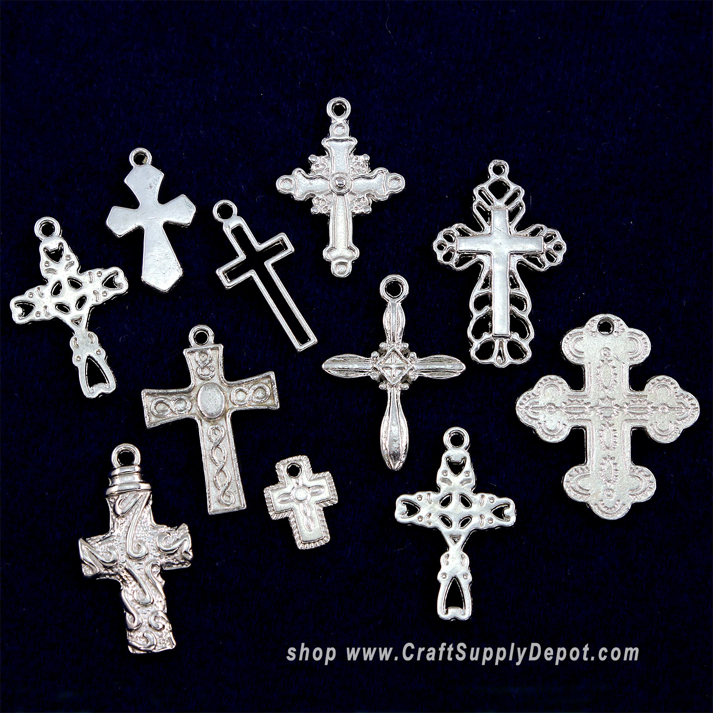 Assorted Silver Cross Charms - Assorted Jewelry Crosses