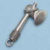 Pewter tomahawk charm for sale with connecting loop, small silver-tone tomahawk jewelry charm for bracelets and necklaces 