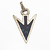 Arrowhead Pendant - Arrowhead Charm - Dk Blue Marbled Stone - Silver Arrohead Pendant