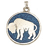 Buffalo Pendant - Bison Pendant - Turq Background - Buffalo Charm - Bison Charm - 