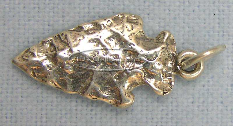 Sterling silver arrowhead pendant for necklace, small textured Western arrowhead charm for jewelry making