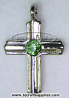 August peridot birthstone cross charm, green cross pendant, Christian birthstone jewelry, August cross necklace and family birthstone charm