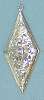 Silver tone floral Western pendant with stamped flower and leaf design, elongated diamond pendant for Southwestern necklace jewelry making