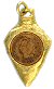 Indian Head coin arrowhead charm and pendant in textured gold tone metal setting for Western necklaces, bracelets and jewelry making
