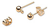 Ball with Loop and Butterfly - Gold - Stud Earrings