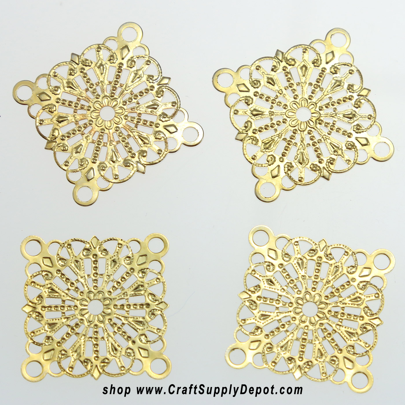 Brass Filigree Square Connectors - Filigree Jewelry Findings