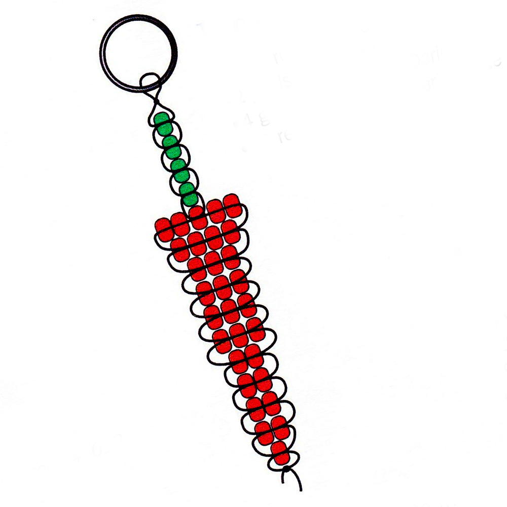 Beaded Red Hot Pepper Key Chains